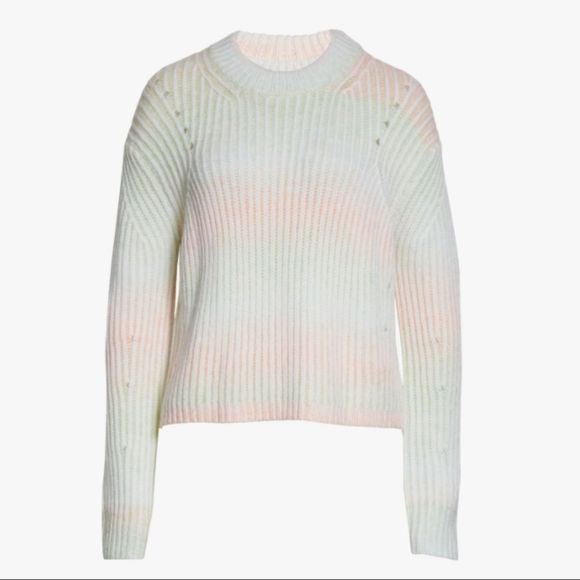 La Ligne Ribbed Space Dye Crew Pullover Sweater Cream Peach Seafoam Size Large - Picture 5 of 16